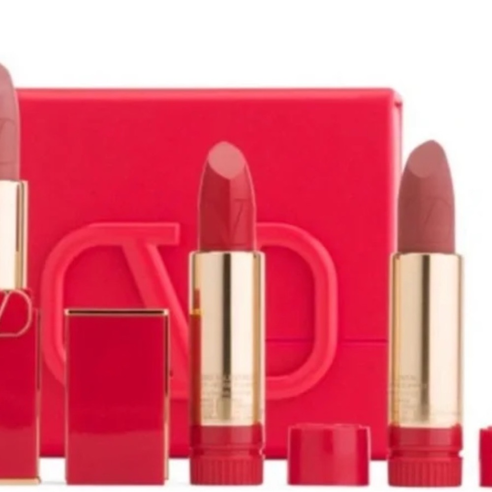 Valentino Couture 3-Piece Full Size Lipstick Set in Hard Mirror Case BNIB - Picture 5 of 15